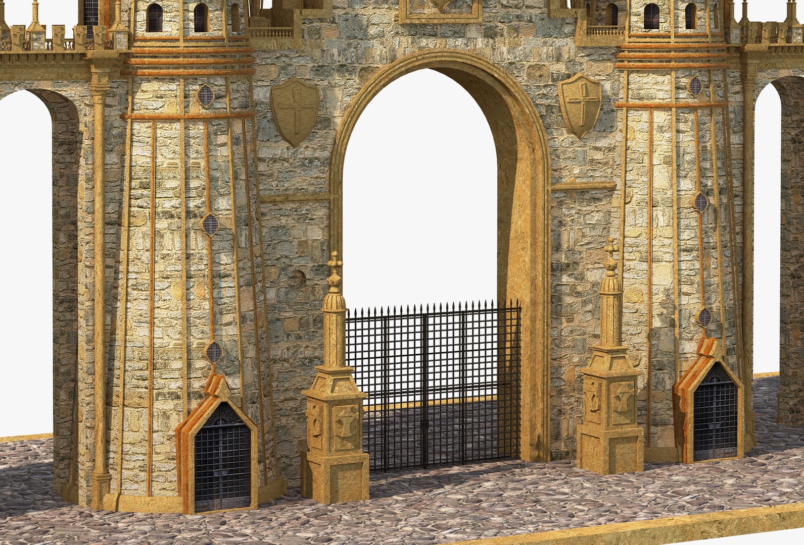 3D Fantasy Wall Gate Towers TurboSquid 1936555