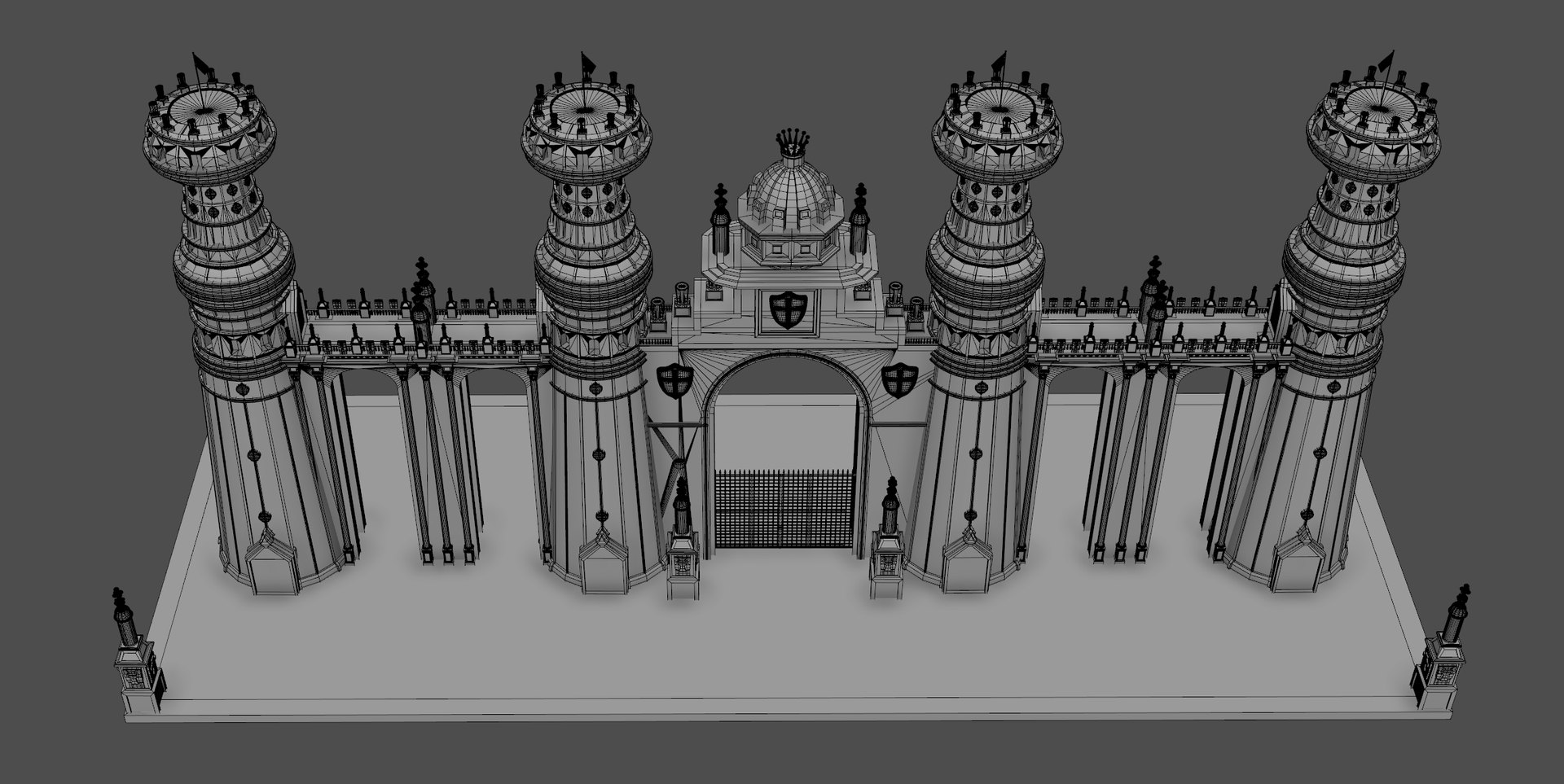 3D Fantasy Wall Gate Towers TurboSquid 1936555