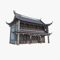 Asian ancient architecture two-story house