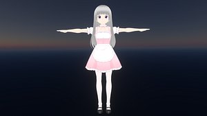 Game Ready Low Poly Anime Character Girl 13