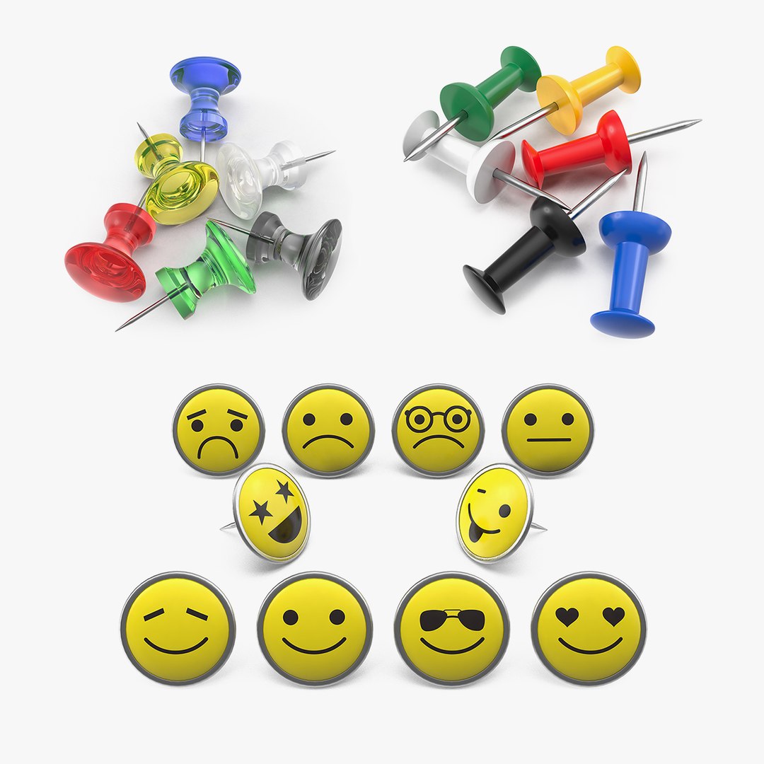 Thumbtacks Collection 3D model preview