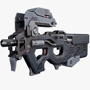 FN P90 Sci-Fi Submachine Gun Low Poly