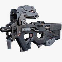 FN P90 Sci-Fi Submachine Gun Low Poly
