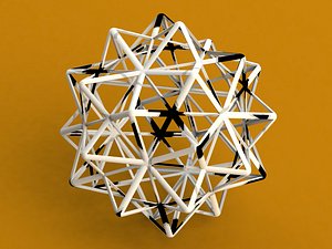 Wireframe Shape Compound of Five Octahedra 3D model