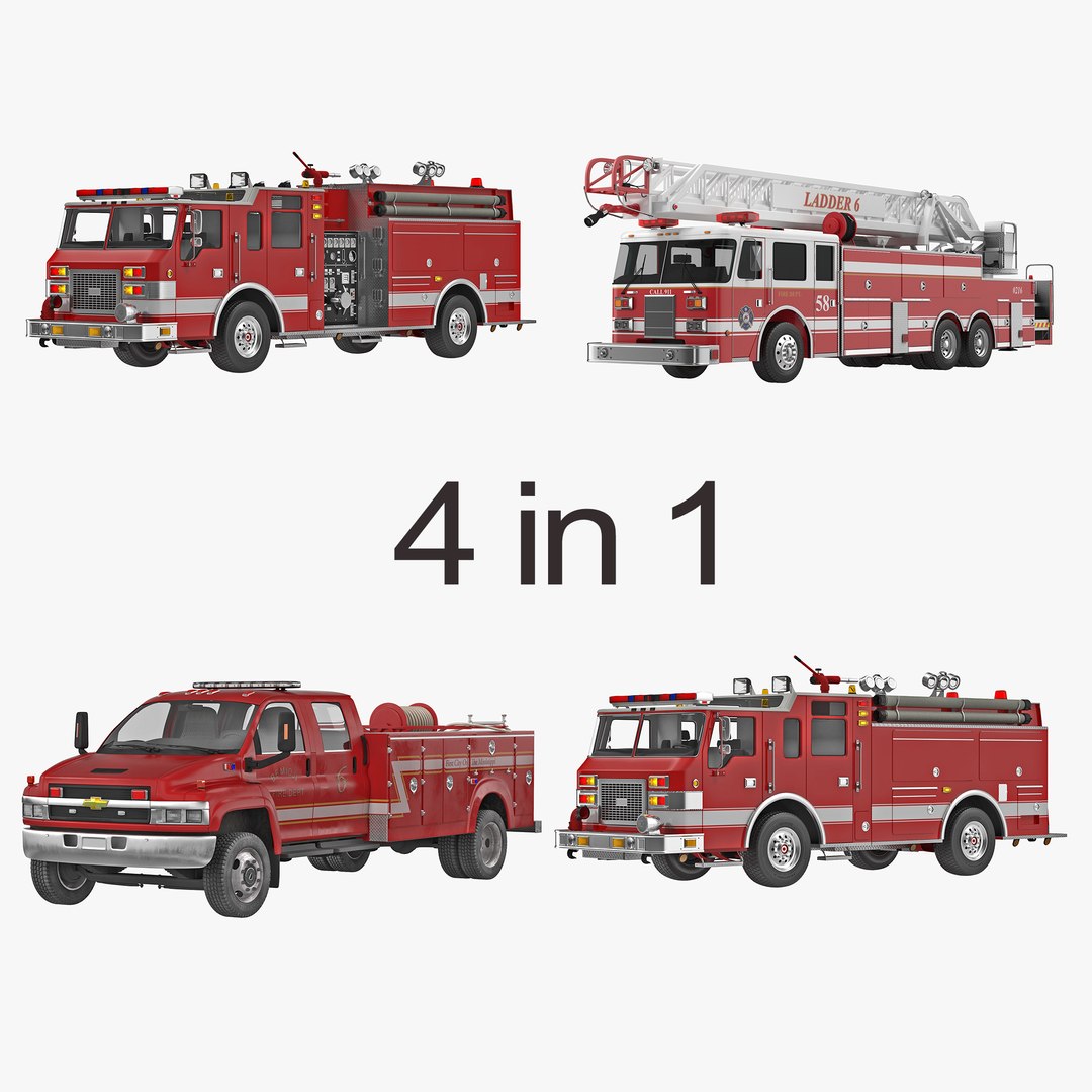 Fire Trucks Collection 2 3D model preview