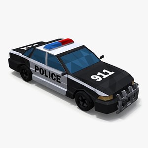 Low Poly Stylized Model Police Car