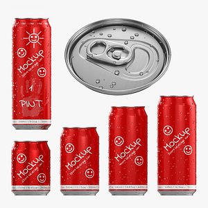 3D Wet standard beverage cans model
