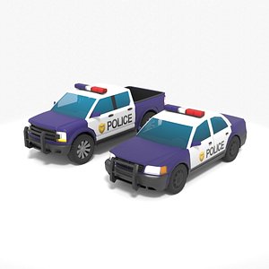 Low-poly stylized police cars pack