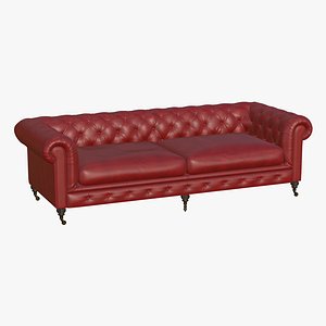 3D Chesterfield Leather Red New Design