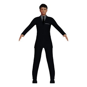 3D adult asian man suit model