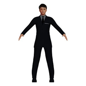 Low Poly Asian Man Suit Loafers