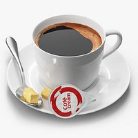 Coffee Cup with Cream Capsule and Sugar Brown