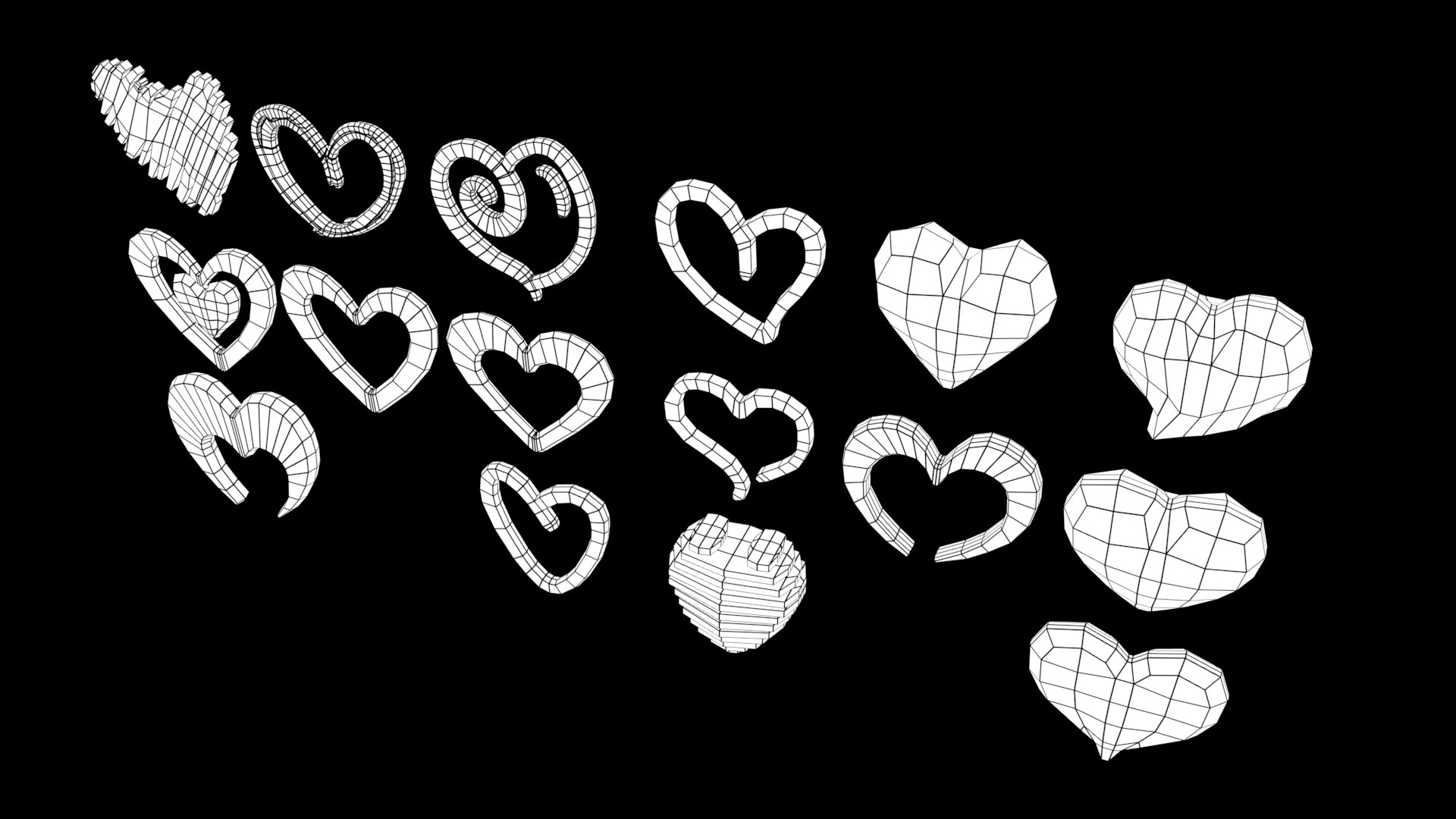 3D 40 Heart Shapes Collection Model - TurboSquid 2050883