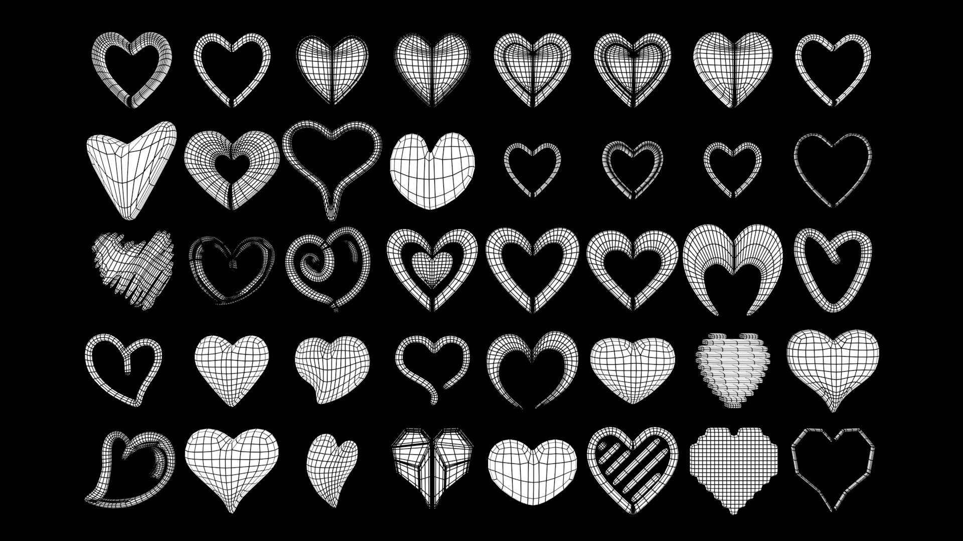 3D 40 Heart Shapes Collection Model - TurboSquid 2050883