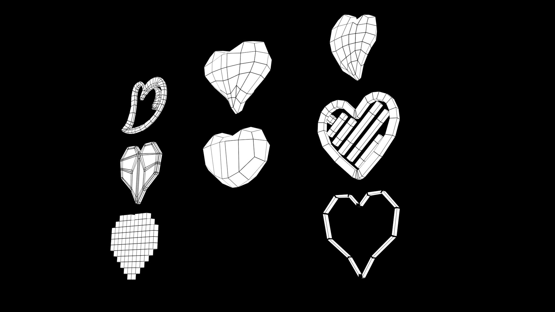 3D 40 Heart Shapes Collection Model - TurboSquid 2050883