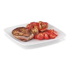 Steak with baked potatoes