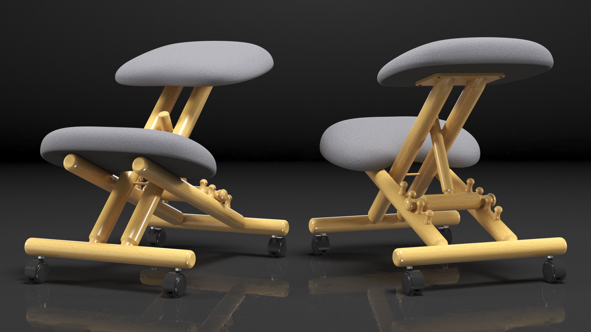 Mobile Wooden Ergonomic Kneeling Chair 3D model TurboSquid 1772259