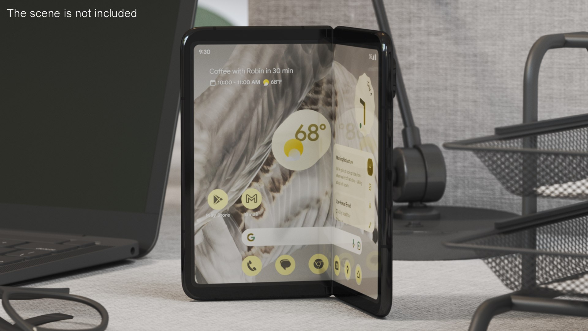 Google Pixel Fold Smartphone Obsidian Rigged for Cinema 4D 3D model preview