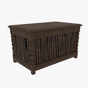 Rustic Wooden Storage Chest 3D model