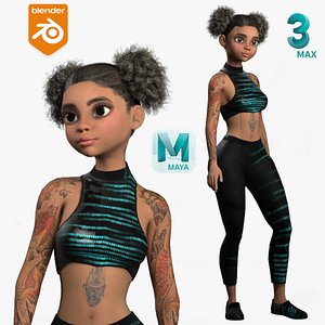 Cartoon Girl-Nancy Rigged 3D Model