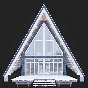 Winter house in the forest 3D