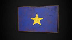 3D model Old Picture Frame With Congo Free State  Flag - Game Ready PBR Low-poly 2