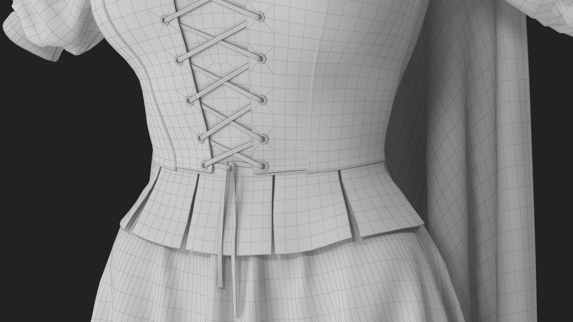 Corset Dress with Cape 4 3D model https://p.turbosquid.com/ts-thumb/6O/bsHA2R/7c/wireframe_15/jpg/1695060375/1920x1080/fit_q87/5266138897674607da85b34ab708b7891bc0e575/wireframe_15.jpg