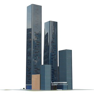 High-Detail Glass Skyscraper Complex