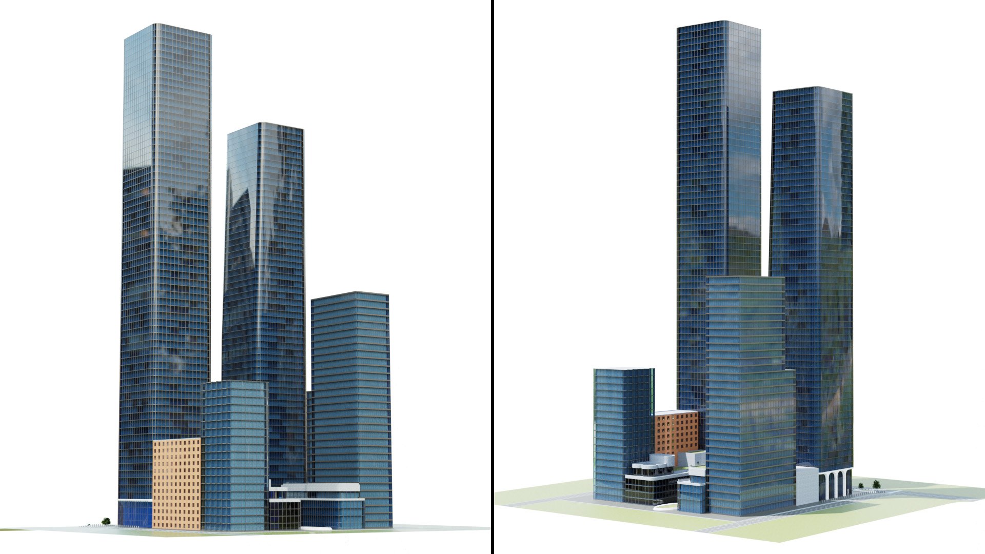 High-Detail Glass Skyscraper Complex 3D Model - TurboSquid 2452483