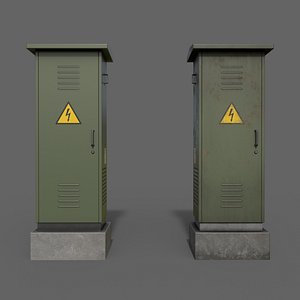 PBR Electric Box DarkGreen V2 3D model