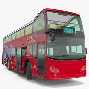 Open Top Double Decker Hop On Off Tour Bus Rigged