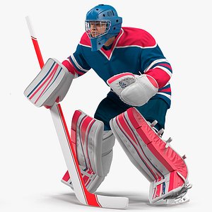 3D hockey goalkeeper fully equipped model