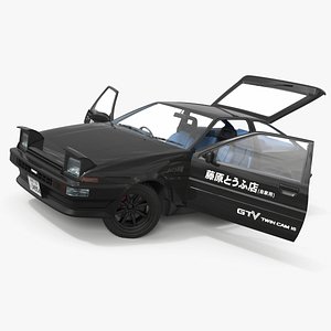 3D Black Toyota AE86 Trueno Rigged
