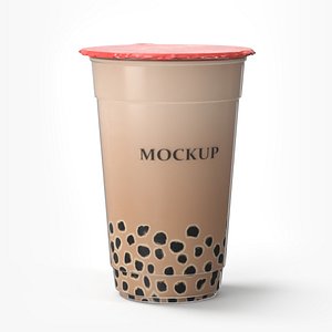 3D Mockup Bubble Tea Beverage with Tapioca Pearls model