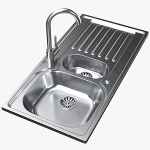 3D Double Bowl Faucet Kitchen Sink