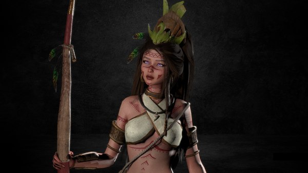 Tribal Priestess Girl 3D model