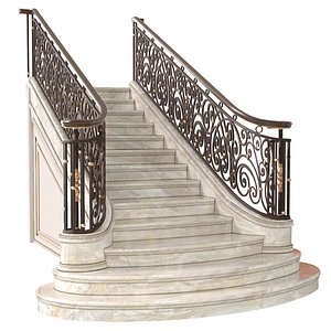 3D Classic interior marble staircase model