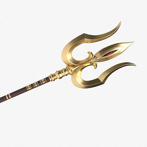 3D Lord Trishul spear in golden