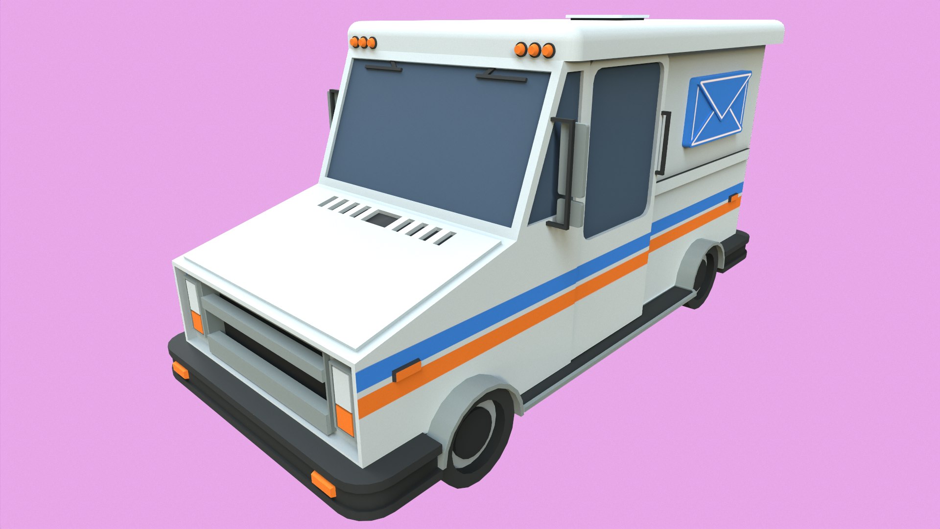 3D Model Lowoly Mail Truck TurboSquid 2043182