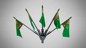 Wall Mount Flags 5 Of Turkmenistan model