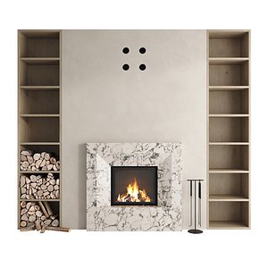 Decorative wall with fireplace 65 3D model
