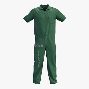 Prison Overalls Short Sleeved Green 02 3D