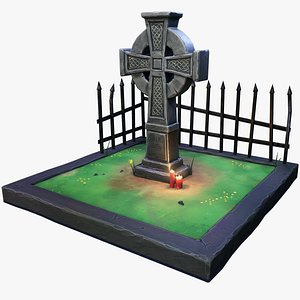stylized gravestone celtic cross 3D model