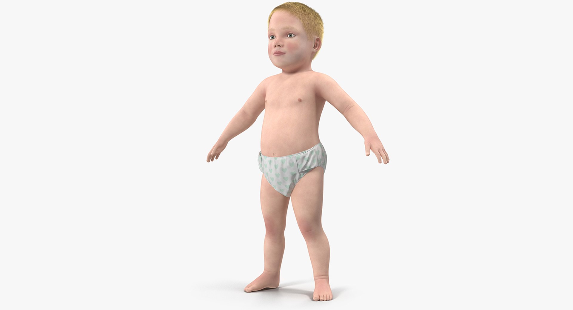 Small Baby Boy with Fur 3D Model 3D model preview