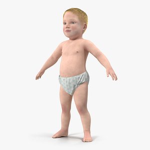 Small Baby Boy with Fur 3D Model
