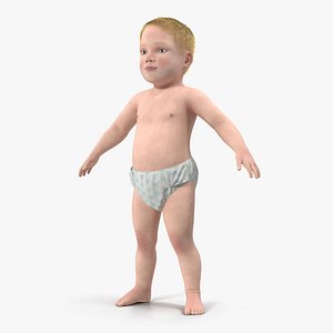Small Baby Boy with Fur 3D Model