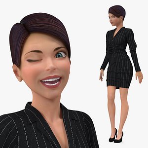 cartoon young girl office 3D model