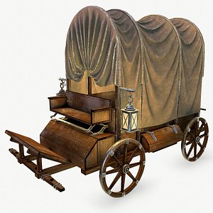 wooden covered cart 3D model