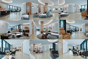 Modern Medical Nurse Station Lobby 3D