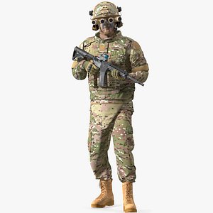 3D model Soldier Green Camo with Night Visor Rigged for Maya